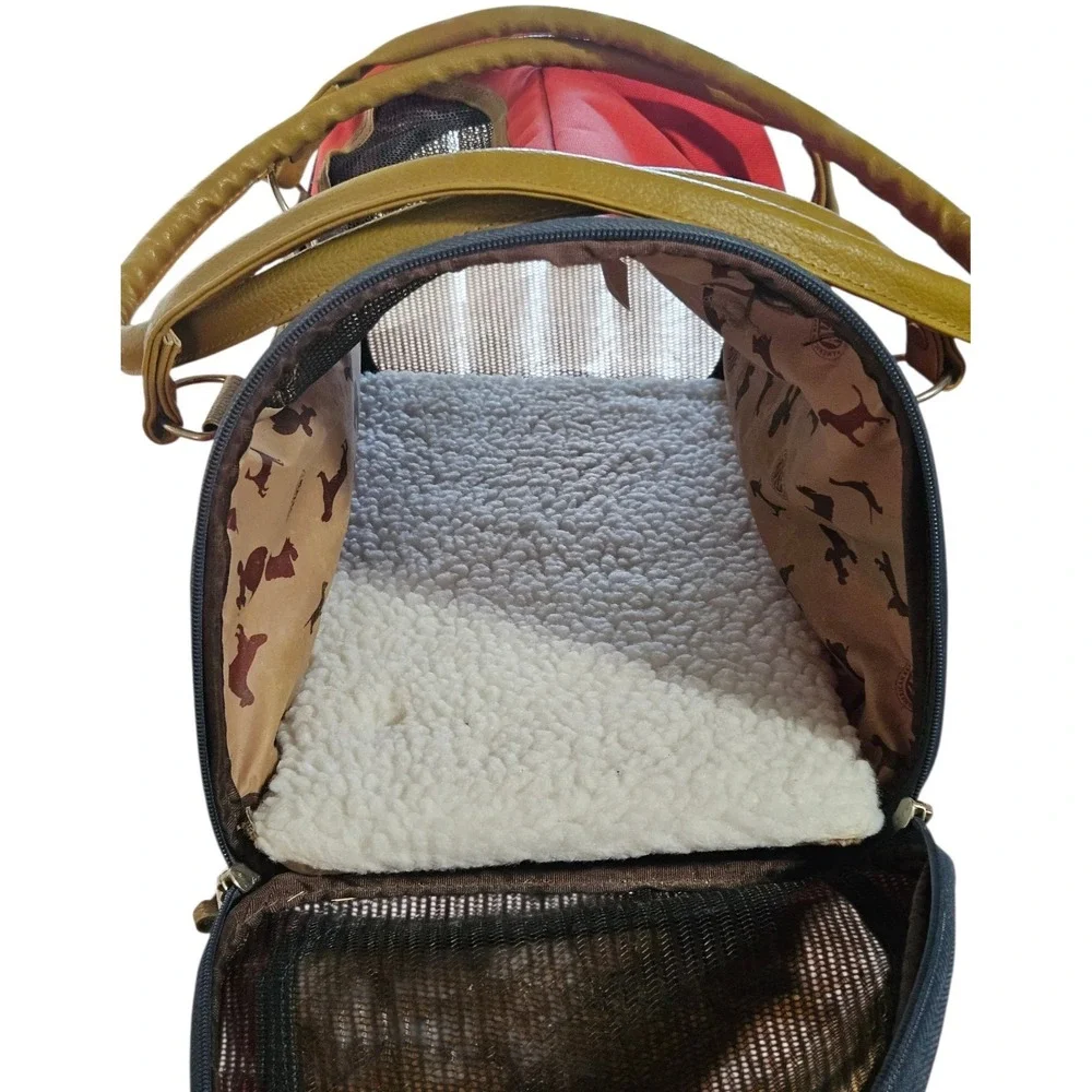 AKC Red Small Dog Bag Carrier American Kennel Sherpa Insert , Pet Travel Bag